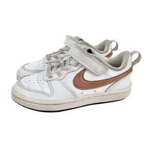 Nike Court Borough 2 Low Top Sneakers Gold White Basketball Shoe Girls 11